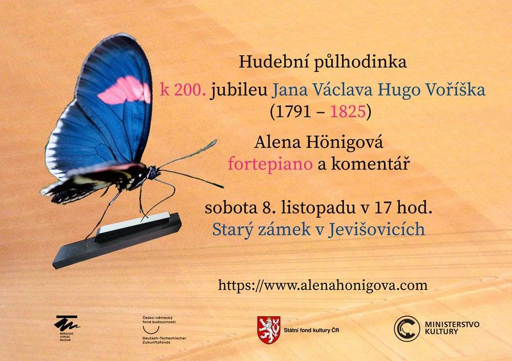 Moravské zemské muzeum tímto zve na drobný koncert, který se bude konat na zámku 8. listopadu. Unikátní je v tom, že umělkyně bude hrát na jeden z nově rekonstruovaných vystavených exponátů.  Podrobnosti jsou uvedeny v přiloženém plakátu.  MZM