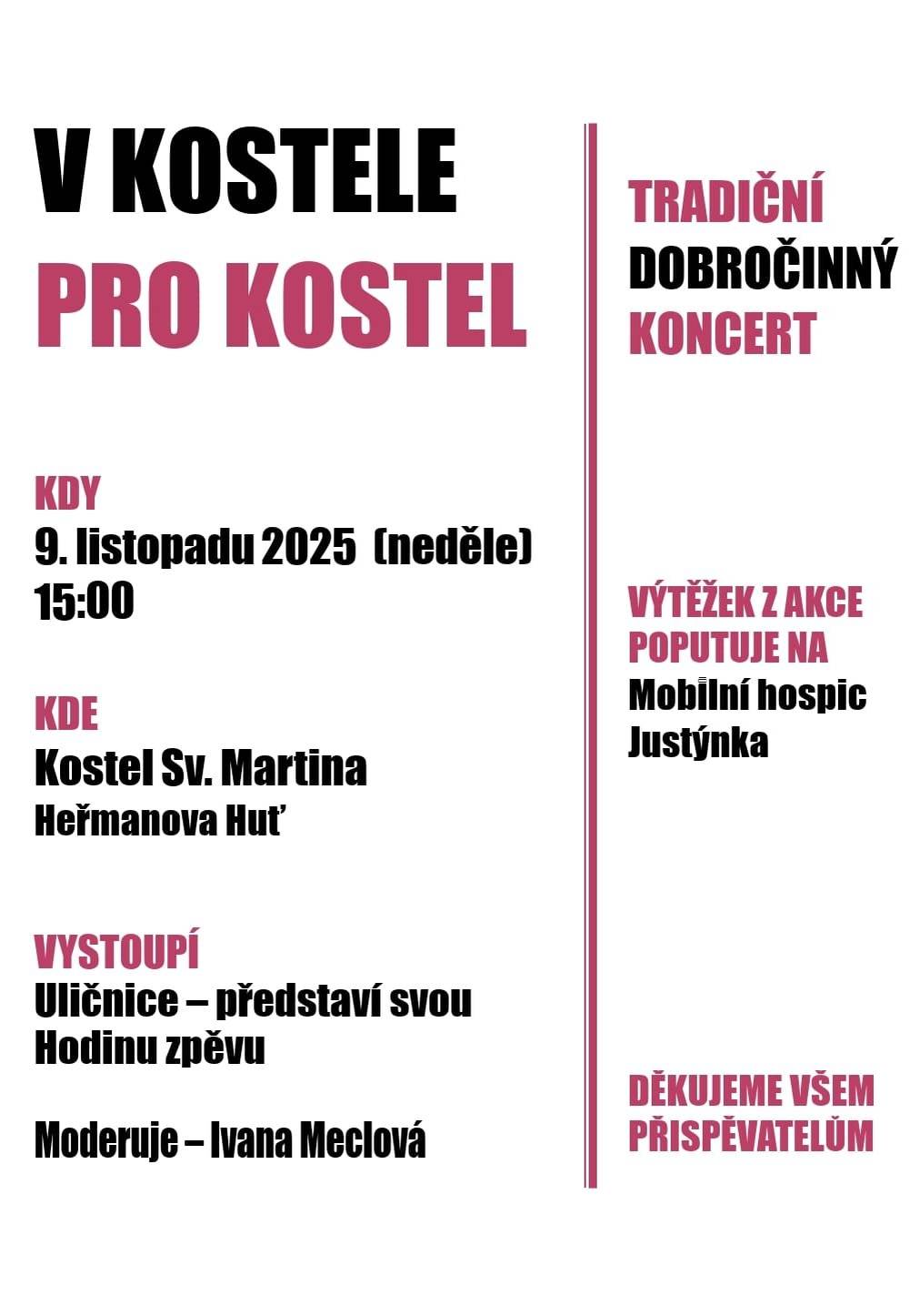 Tradiční dobročinný koncert v kostele sv. Martina v Heřmanově Huti