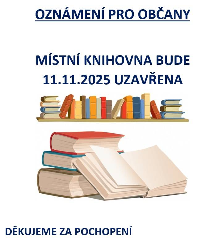 kNIHOVNA UZAVŘENA 11.11.2025