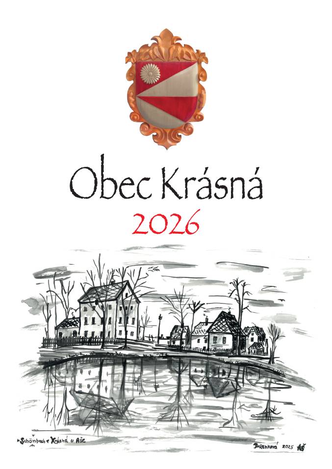 Milí občané, kalendáře pro rok 2026 budou! Až budou připraveny k vyzvednutí, budeme Vás informovat. Jako každý rok na každou domácnost připadne jeden kalendář. Kalendář bude z malovaných obrazů paní Blaženkové, na které vyobrazila místní krásenské domy. Hezký de