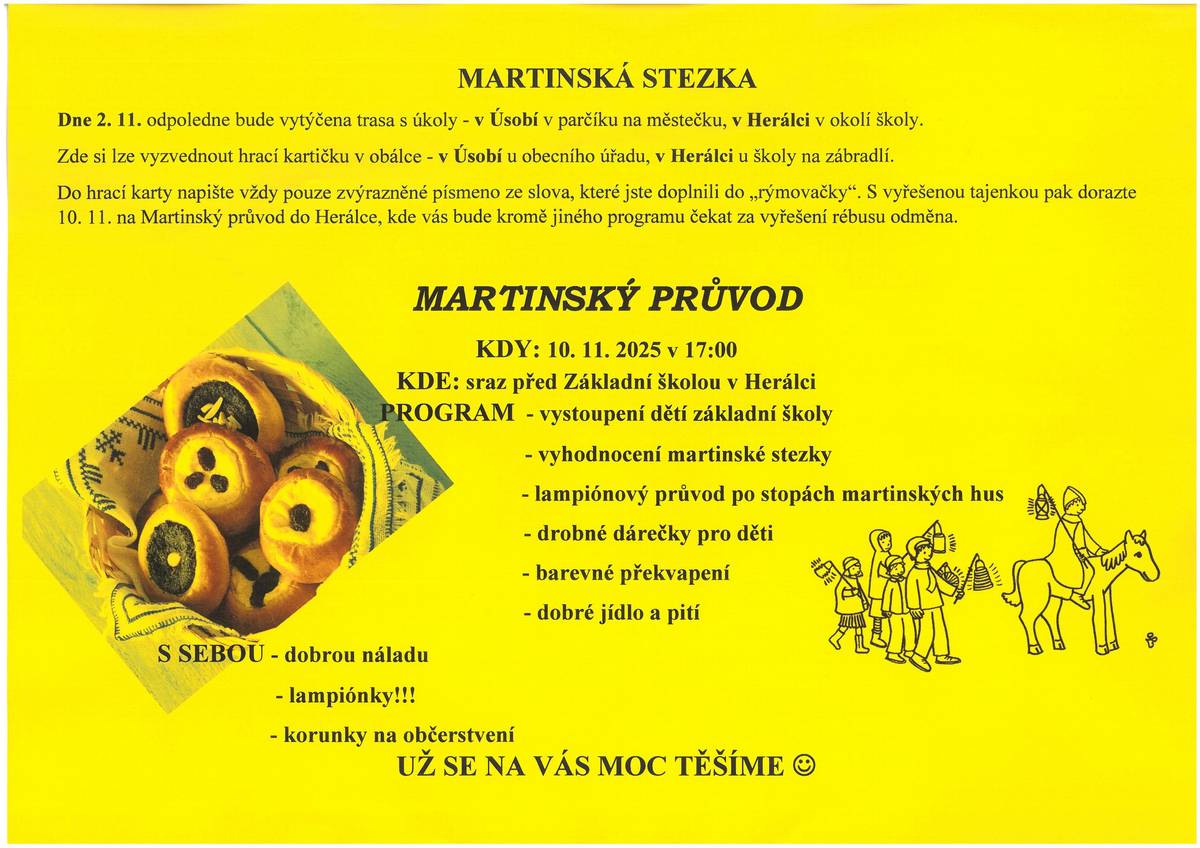 Martinský průvod 10.11.2025 v 17 hod. Sraz před ZŠ v Herálci