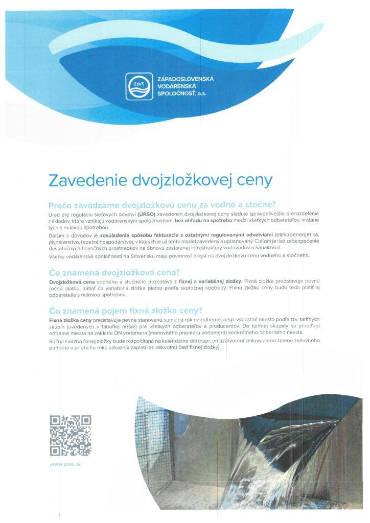 Zavedenie dvojzložkovej ceny