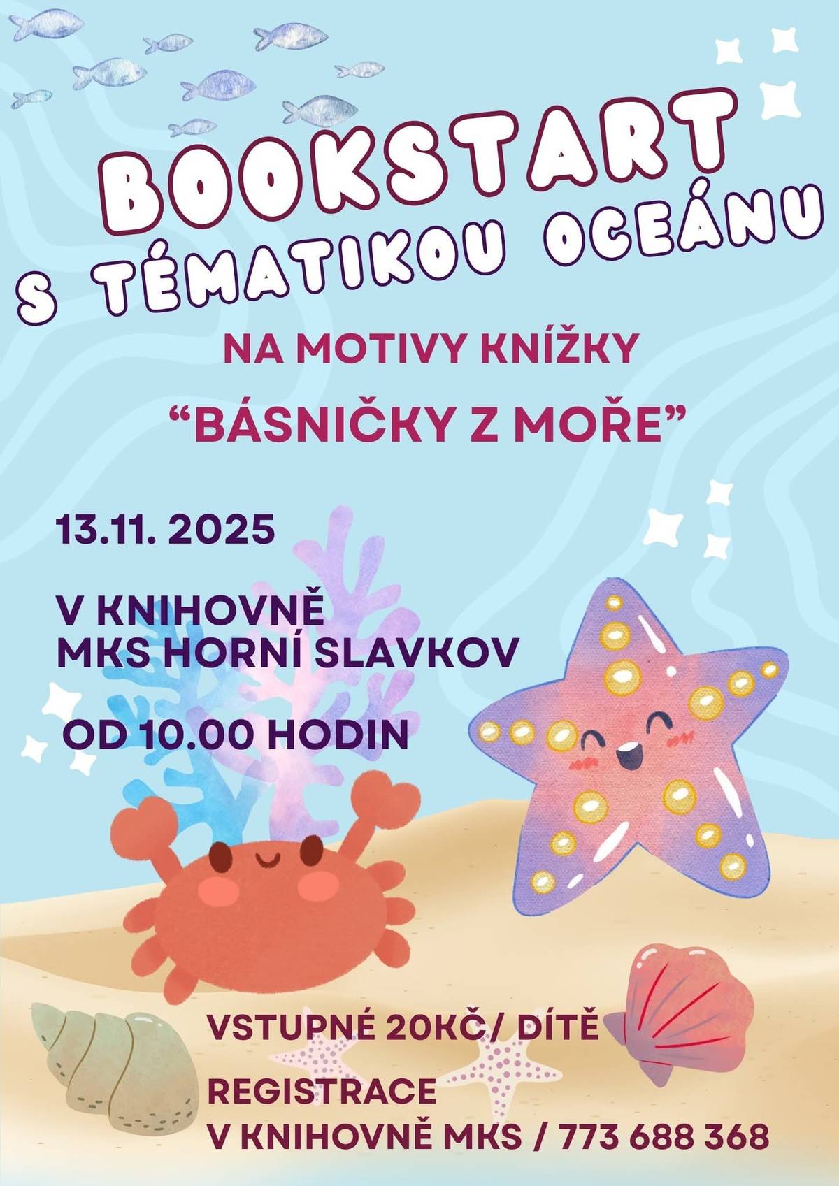 Otevřený čtenářský klub pro rodiče a děti v knihovně MKS Horní Slavkov.