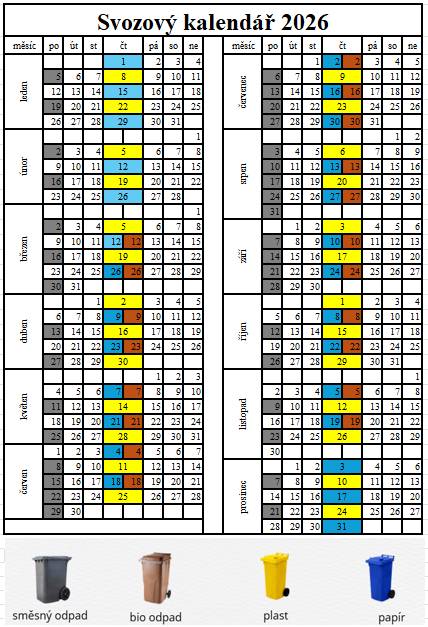 Svozový kalendář 2026