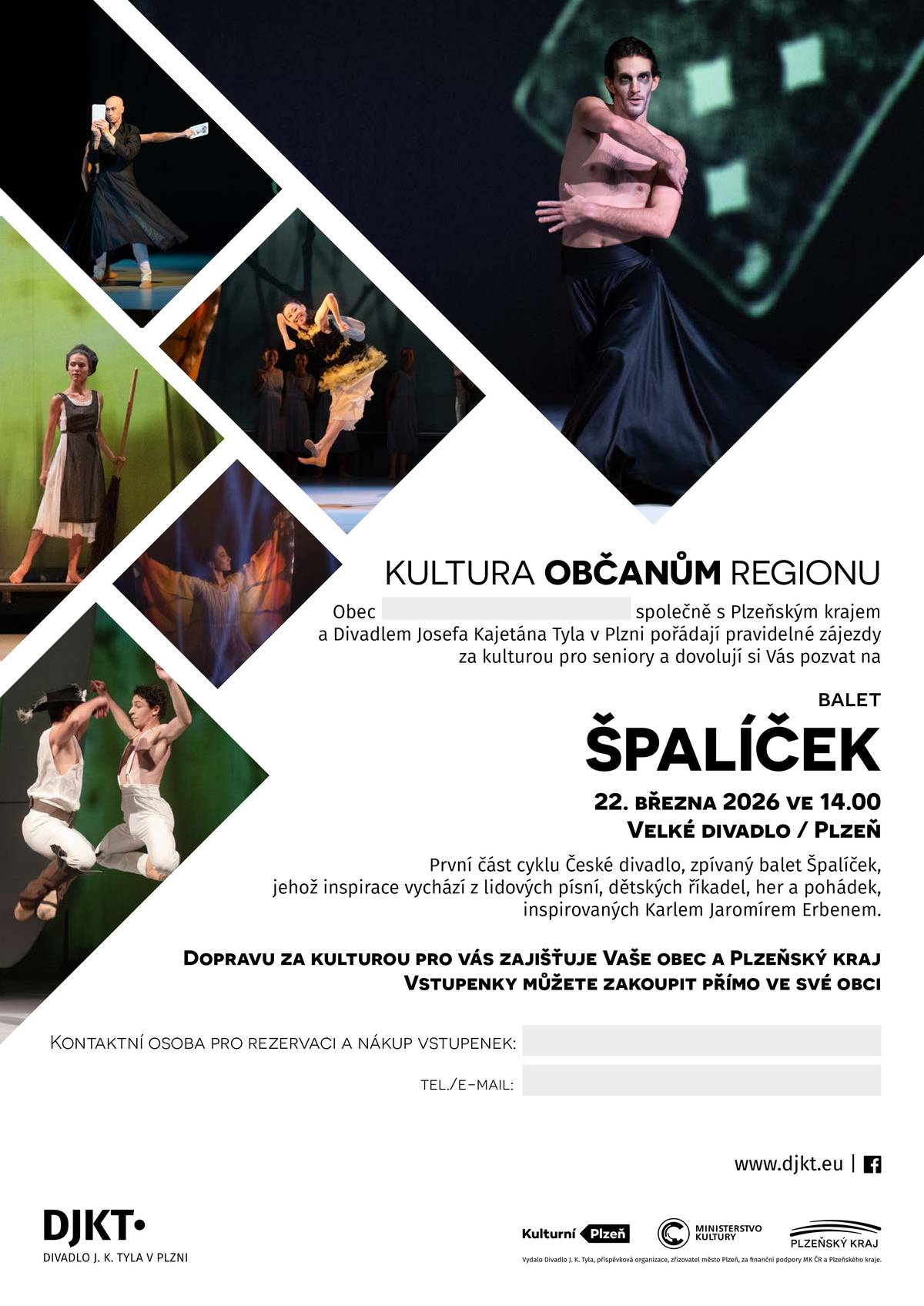 Třetí představení v rámci projektu Kultura občanům regionu bude 22.3.2026 - balet ŠPALÍČEK.