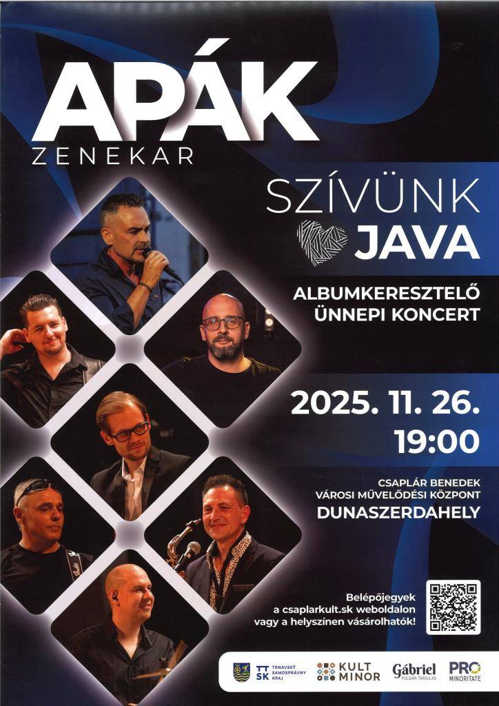 APÁK ZENEKAR ÜNNEPI KONCERT  Jegyek rendelhetőek online a csaplarkult.sk weboldalon vagy a helyszínen.