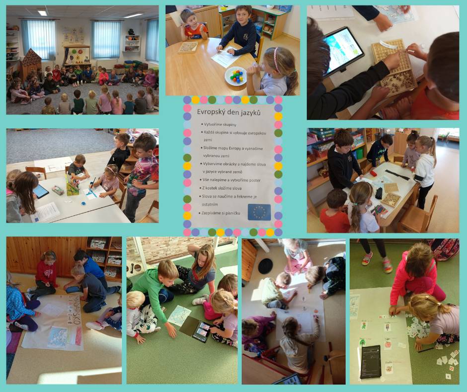 S dětmi jsme si připomněli Evropský den jazyků, který se konal 26. září. Den jsme zahájili losováním, při kterém byly děti rozděleny do skupin. Každá skupina si následně vylosovala jednu z evropských zemí, kterou měla za úkol blíže poznat.