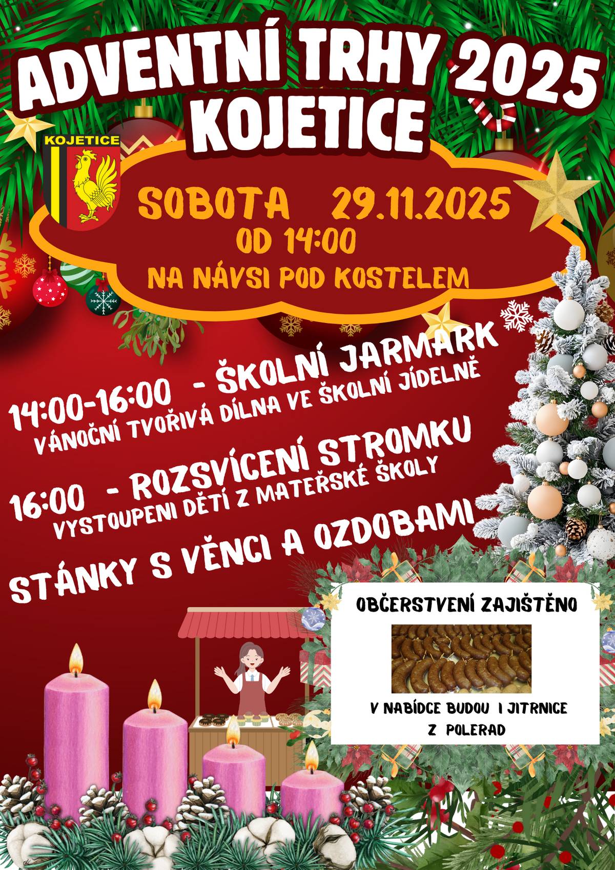 Adventní trhy 2025 v sobotu 29.11.2025 od 14 hodin na návsi pod kostelem