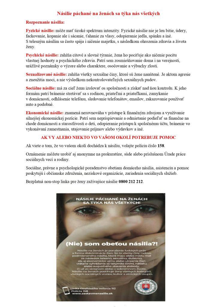 Informácie o pomoci obetiam domáceho násilia    Okresné riaditeľstvo PZ v Dunajskej Strede - Dunaszerdahelyi Járási Rendőrkapitányság