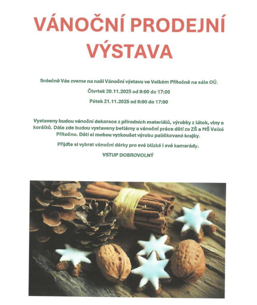 čtvrtek 20. listopadu od 9 do 17 hodin na sále OÚ  pátek 21. listopadu od 9 do 17 hodin na sále OÚ