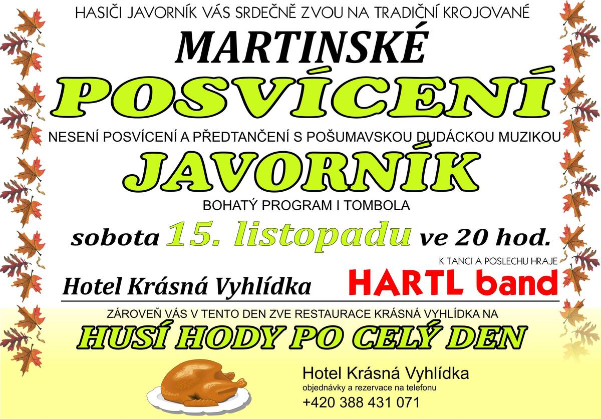 Hasiči Javorník zvou na tradiční posvícení .