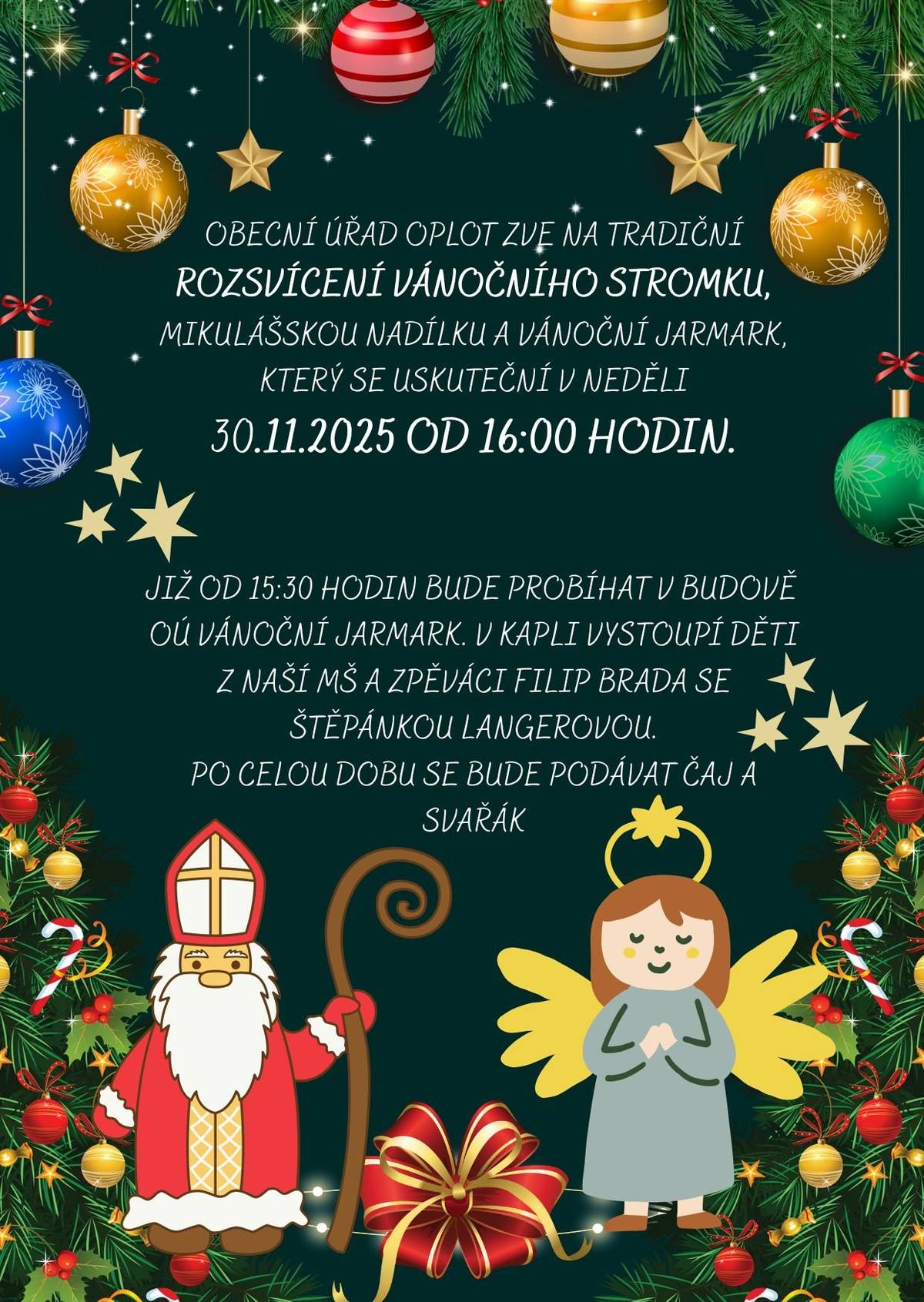 MIKULÁŠSKÁ NADÍLKA  A VÁNOČNÍ JARMARK