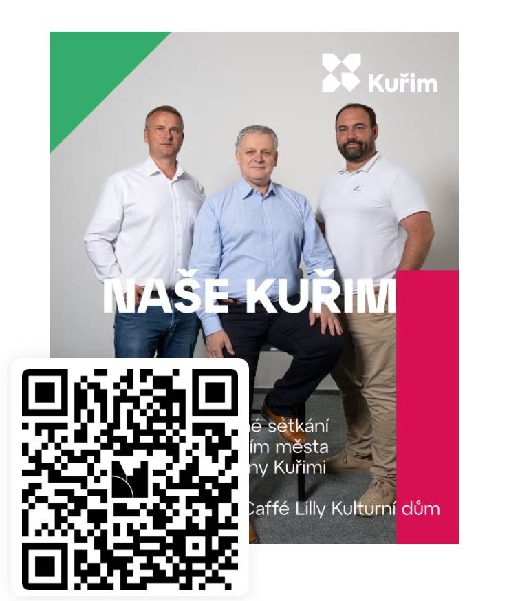 Veřejné setkání Naše Kuřim se blíží a vy se můžete zeptat už teď! Stačí otevřít stránku www.menti.com a zadat kód 6679 2815 nebo načíst QR kód z obrázku.   Dotaz můžete napsat: • anonymně nebo se jménem, • odkudkoli – z počítače nebo mobilu.  Vaše dotazy zazní během setkání a na všechny bude odpovězeno.  🗓 Naše Kuřim 📍 Caffé Lilly – Kulturní dům 📅 12.11.2025 - 18.00
