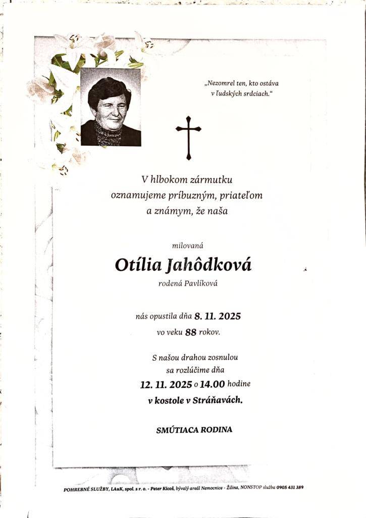 Oznámenie o poslednej rozlúčke