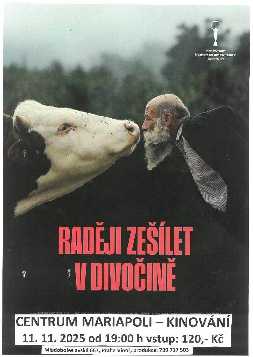 Ze včerejší rozesílky nám vypadly dvě akce. Kinování  Dnes se v Centru Mariapoli od 19 hodin bude promítat film Raději zešílet v divočině. Vstupné 120 Kč. LiStOVáNí.cz: Herec Ve čtvrtek 13. 11. se od 20:00 ve Společenském sále Pod Normou koná scénické čtení.  Skutečný příběh, který se může stát i vám! Jan je známý, slávou zkažený i unavený herec. Když mu v telefonu omylem přistane smska z neznámého čísla, využije toho k nezávaznému klábosení s dívkou, která o něm nic neví a on si tak nemusí na nic hrát! Konverzace s bystrou a vtipnou Martinou se ale brzy změní v napínavou psychologickou šarádu a tvrdý stalking. Kdo z těch dvou je lepším hercem, kdo si tu s kým hraje a kdo je jen hračkou? V roce 2020 vydalo nakladatelství Zeď.  Účinkuje: Tomáš Drápela a Zuzana Valešová, knihu napsal: Josef Kubáník