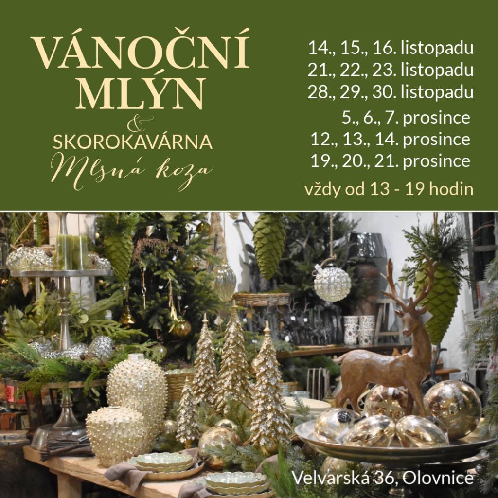 Vážení občané, čarodějky ze mlýna Vás zvou na vánoční prodejní výstavy. Více v příloze
