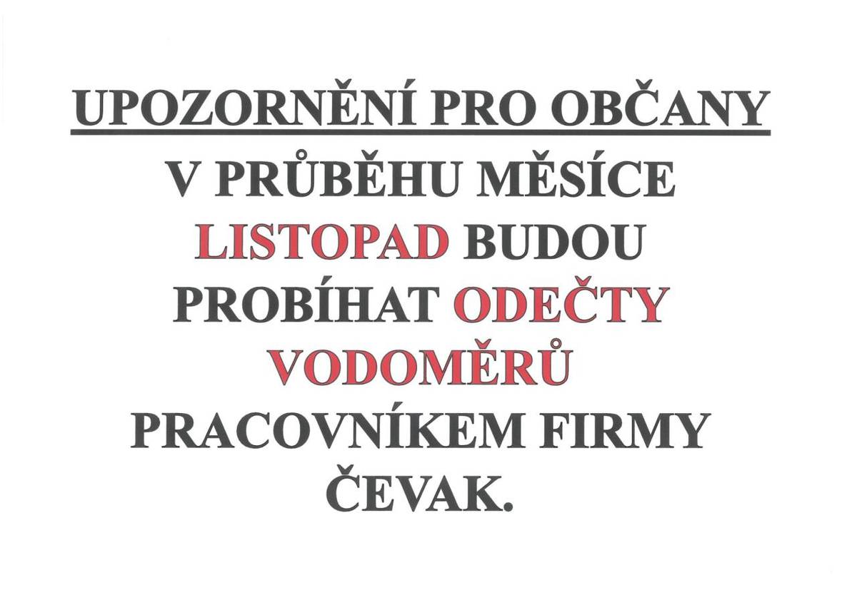 UPOZORNĚNÍ PRO OBČANY