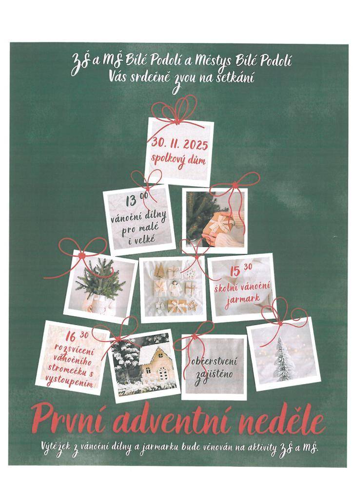 Rozsvícení vánočního stromečku s vystoupením 30.11.2025