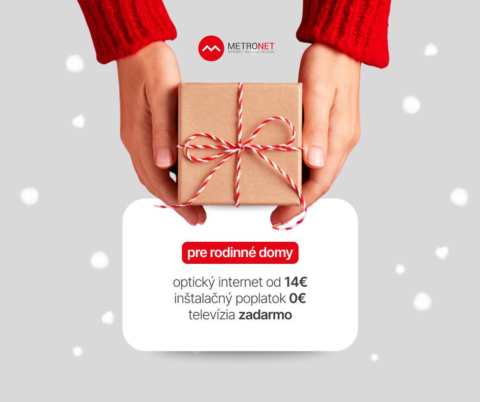 Obyvatelia rodinných domov v obci Malachov môžu využiť aktuálnu (pred)vianočnú ponuku lokálneho poskytovateľa METRONET. Ide o limitovanú akciu zvýhodneného pripojenia na optickú sieť. Viac informácií nájdete na www.metronet.sk/vianoce2025