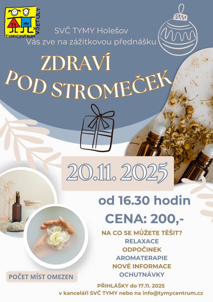 20.11. Zdraví pod stromeček  5.-6.12. Víkend pro správné kluky  7.12. Zájezd Heidi děvčátko z hor  11.12. Beseda o zdraví