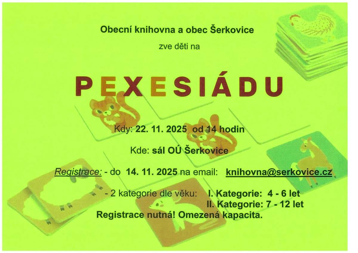 60 let od vzniku PEXESA - soutěž pro děti a malá výstavka historických pexes. POZOR - nutná registrace - do 14.11.2025.