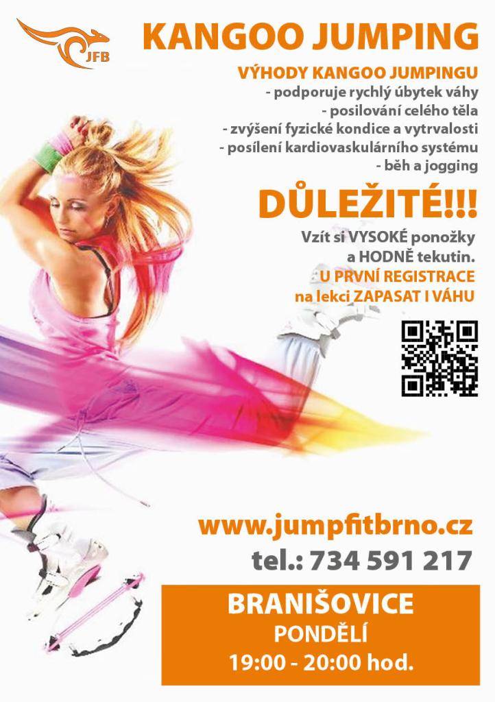 Zimní období pomalu a jistě klepe na dveře.  Komunitní centrum Branišovice pořádá během zimního období pravidelně každé pondělí 19:00-20:00 lekce pohybového cvičení Kangoo Jumping.  Přijďte se během nepřiznívého a chladného počasí ohřát a pořádně se protáhnout.