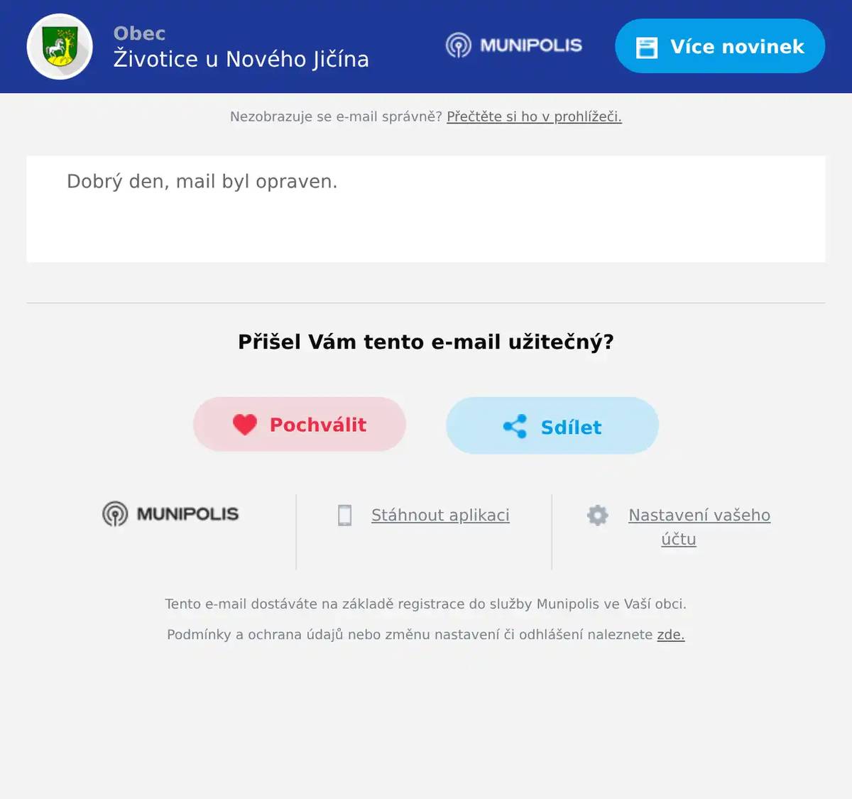 Dobrý den, mail byl opraven. 