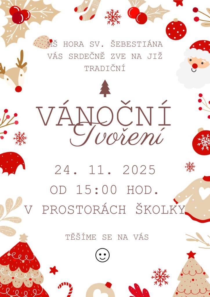 Zveme Vás na tvořivou dílnu v MŠ - Vánoce.