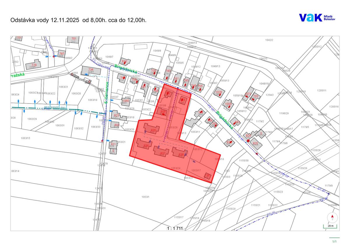 Z důvodu opravy vodovodu dojde v ulici Brigádnická k přerušení dodávky vody dne 12. 11. 2025 od 8:00 do cca 12:00 hodin.  Děkujeme za pochopení a omlouváme se za případné komplikace, které mohou být s odstávkou spojeny.  Vodovody a kanalizace Mladá Boleslav