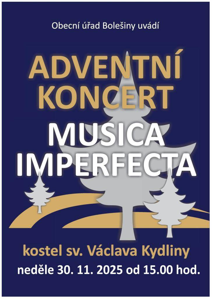 Pozvánka na adventní koncert Musica Imperfecta v kostele sv. Václava v Kydlinech v neděli 30.11.2025 od 15.00 hod.