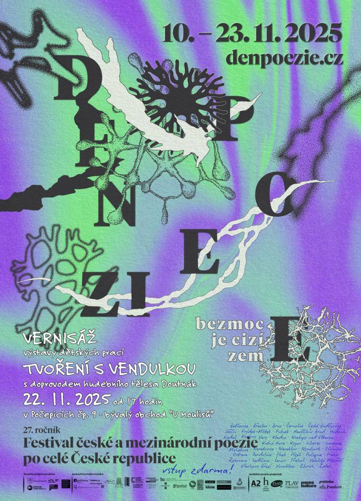 Vernisáž výstavy dětských prací "Tvoření s Vendulkou", který pracuje pod obecní knihovnou.  Tato akce se koná již třetím rokem v rámci celostátní akce Den poezie.