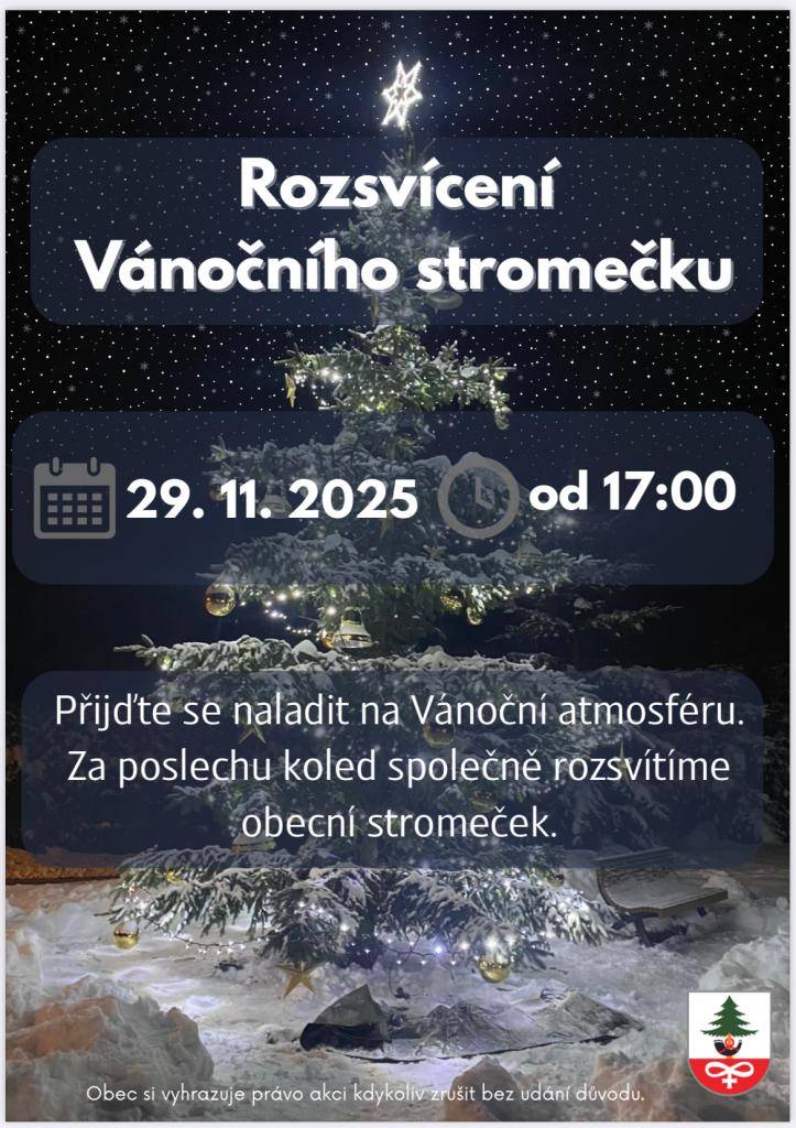 Rozsvícení obecního vánočního stromečku.