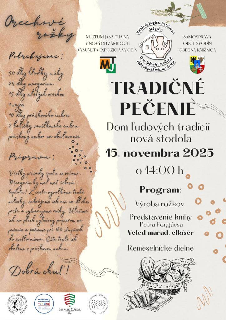 Príď v sobotu 15. novembra o 14:00 do novej stodoly Domu ľudových tradícií, kde ťa čaká vôňa koláčov, dobrá nálada a pestrý program!