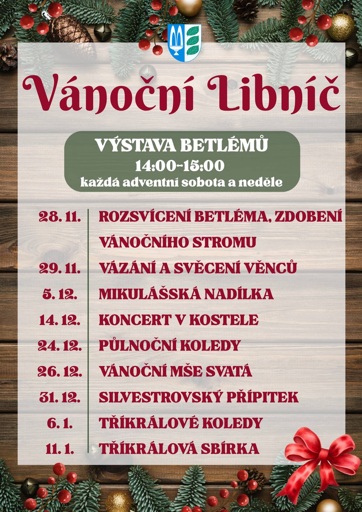 Přinášíme vám přehled akcí, které nás čekají v adventním čase – koncert, rozsvícení stromku, setkání i další tradiční události. Podívejte se na program Vánoční Libníče a přijďte si užít kouzelnou atmosféru Vánoc v naší obci. ✨