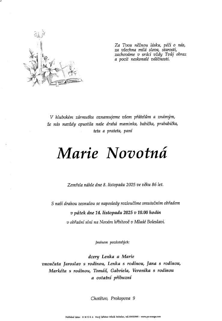 Parte paní Marie Novotná 🕊️.