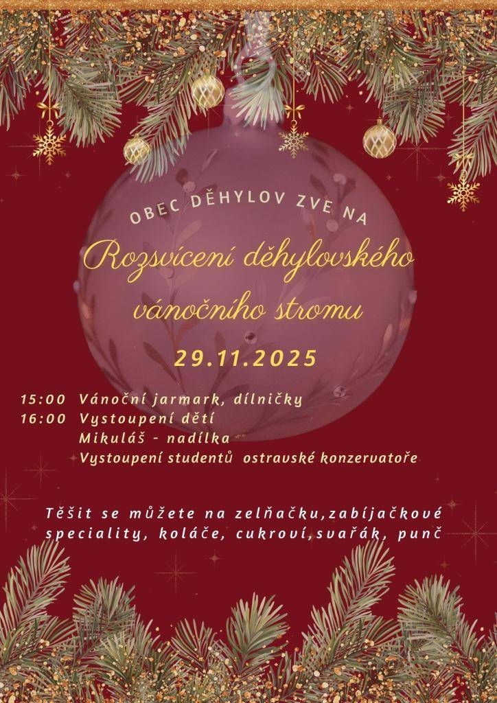 Zveme občany na tradiční "Rozsvícení děhylovského vánočního stromu"