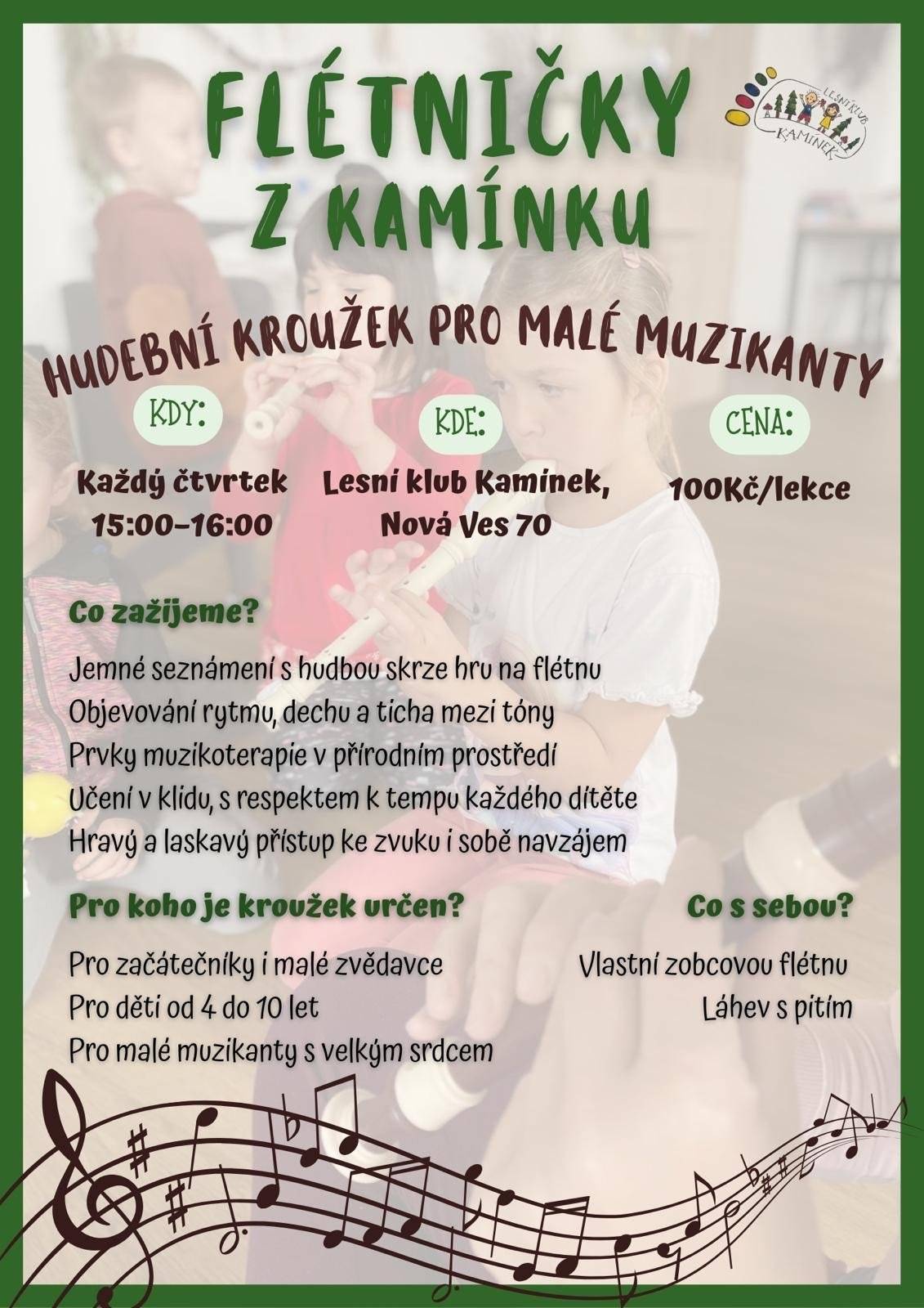 LK Kamínek zve na hudební kroužek. Více informací najdete v přiloženém letáčku.