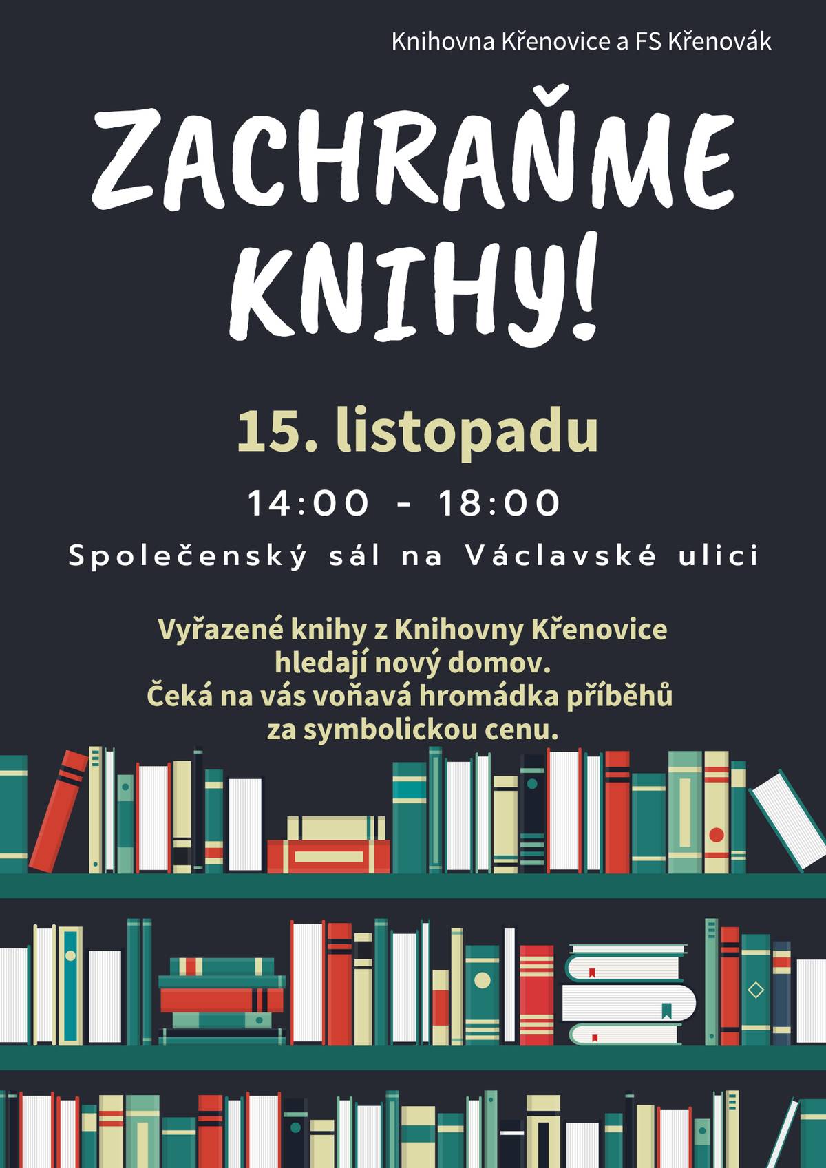 Knihovna Křenovice a Folklorní soubor Křenovák hledají nové domovy pro vyřazené knihy.