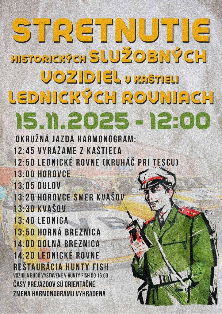 Pozvánka na stretnutie historických služobných vozidiel v sobotu 15.11.2025.