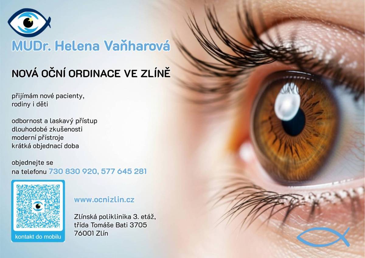 MUDr. Helena Vaňharová, oční lékařka přijímá nové pacienty.