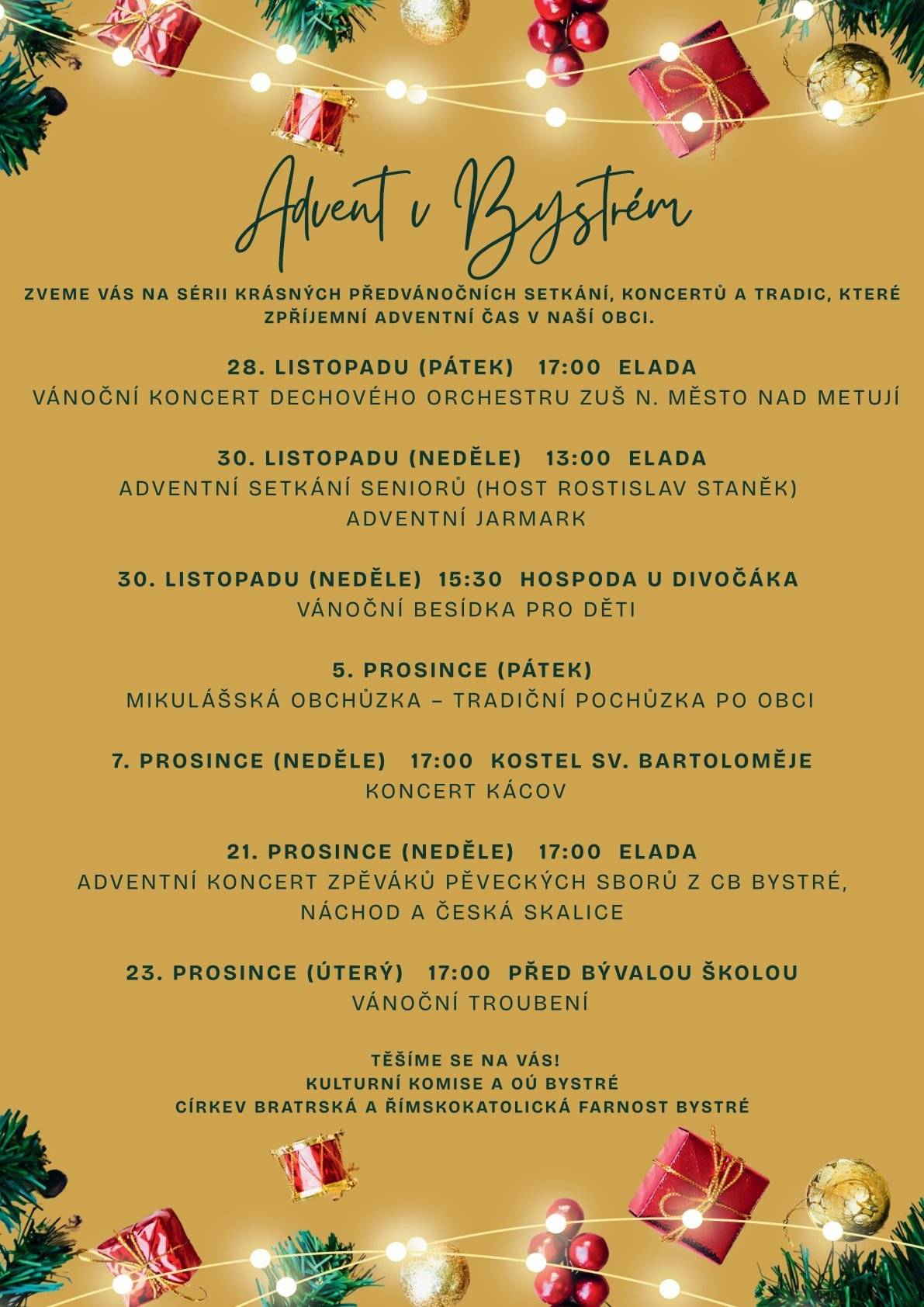 Srdečně zveme na akce konané v Bystrém