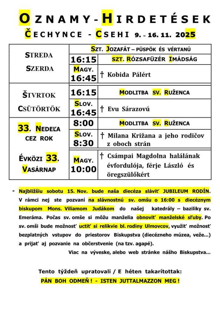 omšový poriadok - miserend