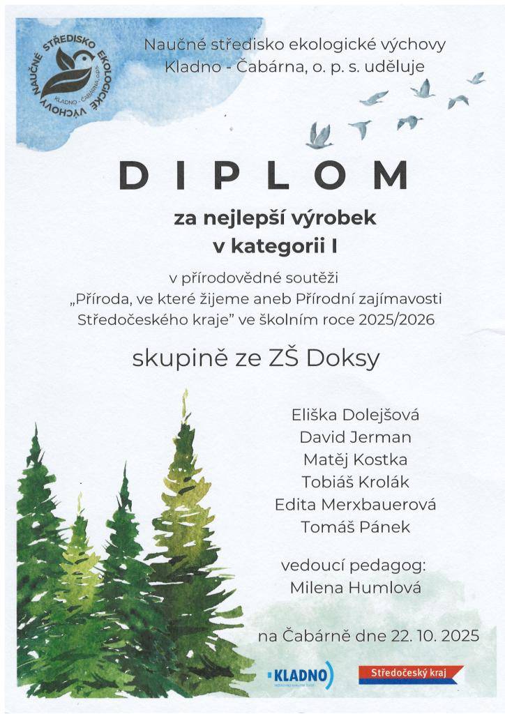Diplom - přírodovědná soutěž