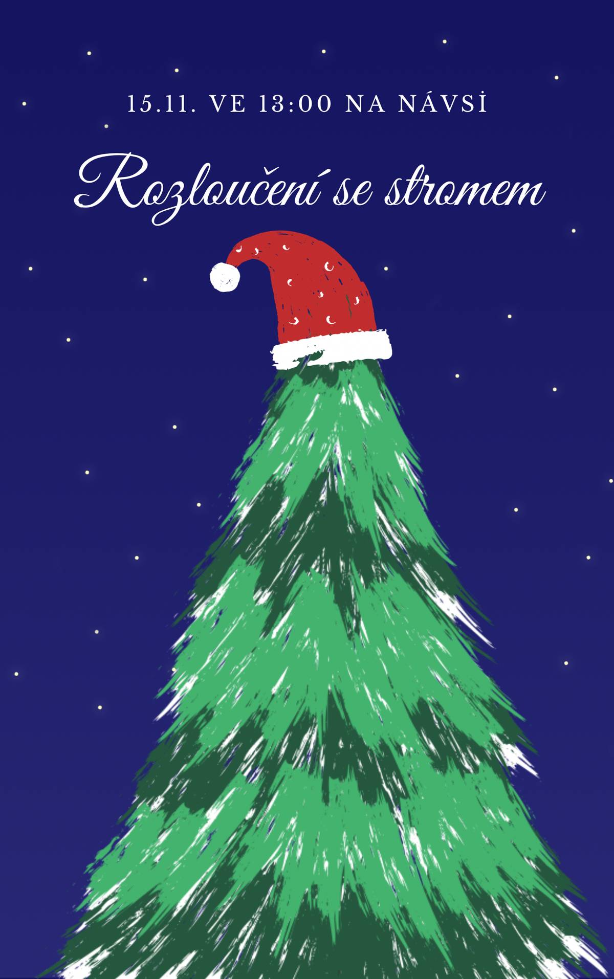 Srdečně zveme na sobotní rozlučku s vánoční jedlí, která v neděli ráno poputuje do olomouce na Horní náměstí. Prosím pozor - došlo ke změně času kácení! Nový avizovaný termín je 15.11. ve 13:00. Těšíme se!