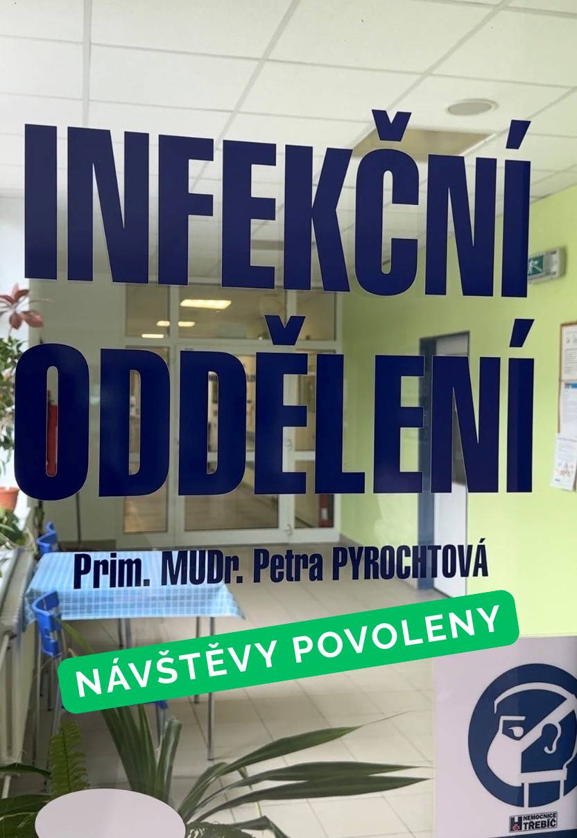 Vážení pacienti a návštěvníci,  dovolujeme si vás informovat, že od pondělí 10. 11. 2025 jsou návštěvy na infekčním oddělení povoleny.