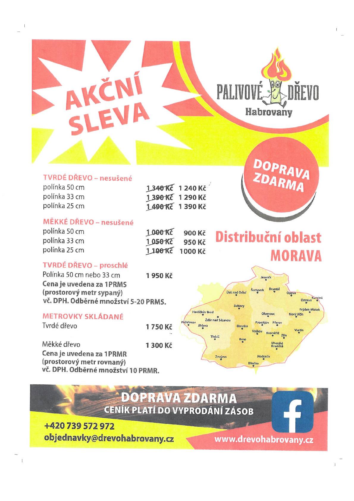 Palivové dřevo Habrovany nabízí slevu 500,- Kč při objednávce 10ti a více sypaných metrů palivového dřeva. Platnost je od 5.11.2025 do 30.11.2025. objednávejte na tel.: 739 572 972