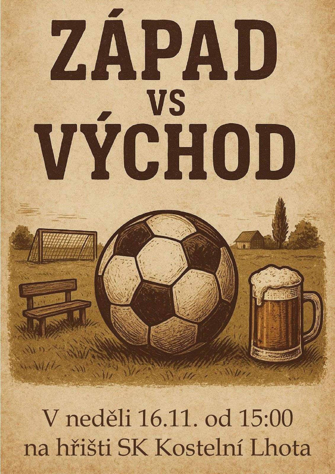 Počasí jak na jaře, tak kdo má doma kopačky, přijďte se proběhnout. Dnes velký zápas mezi dvěma konci naší obce.  Nebo dorazte jen jako diváci, hospoda je otevřená.