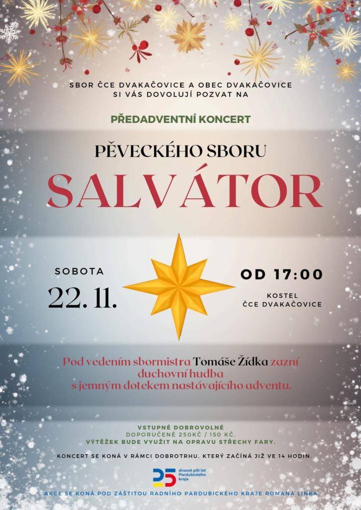 Pod vedením sbormistra Tomáše Žídka zazní duchovní hudba s jemným dotekem nastávajícího adventu. Vstupné dobrovolné.  Výtěžek bude použit na opravu střechy fary.