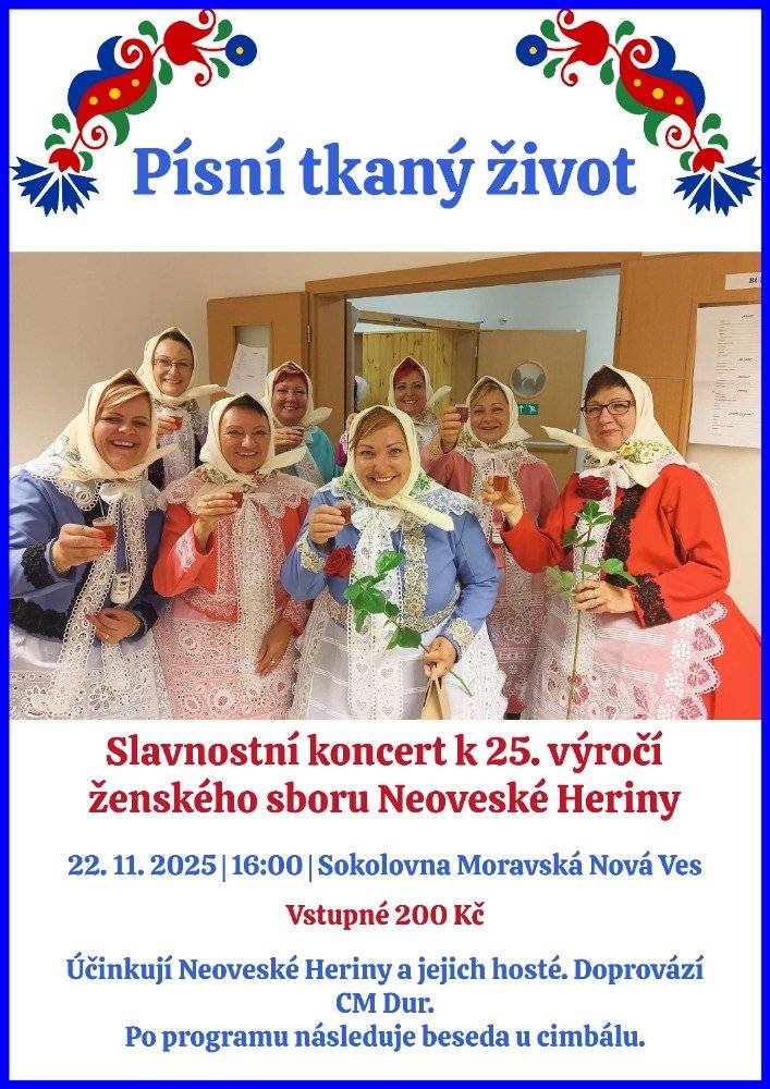 Neoveské Heriny Vás zvou na Slavnostní koncert k 25. výročí ženského sboru
