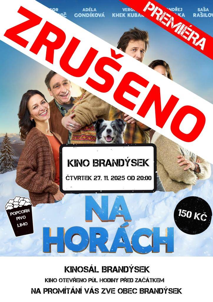 Dne 27.11. k nám opět zavítá Kino na kolečkách, bohužel došlo ze strany distriburota ke zrušení promítání filmu Na horách od 20:00 a dále k posunutí promítání filmu Zrození alchymistky na 18:00.